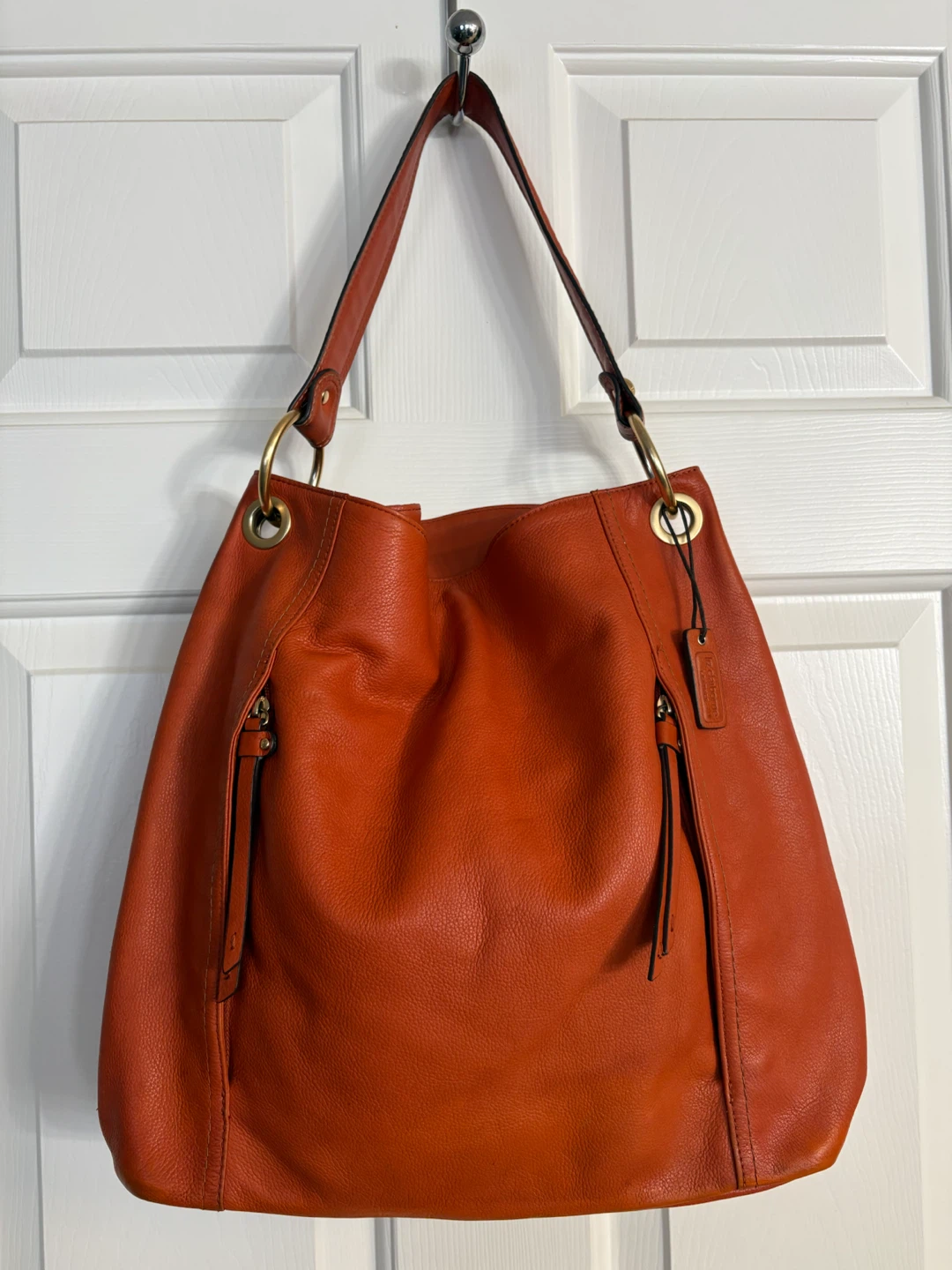 Liz Claiborne Orange Leather Hobo Handbag