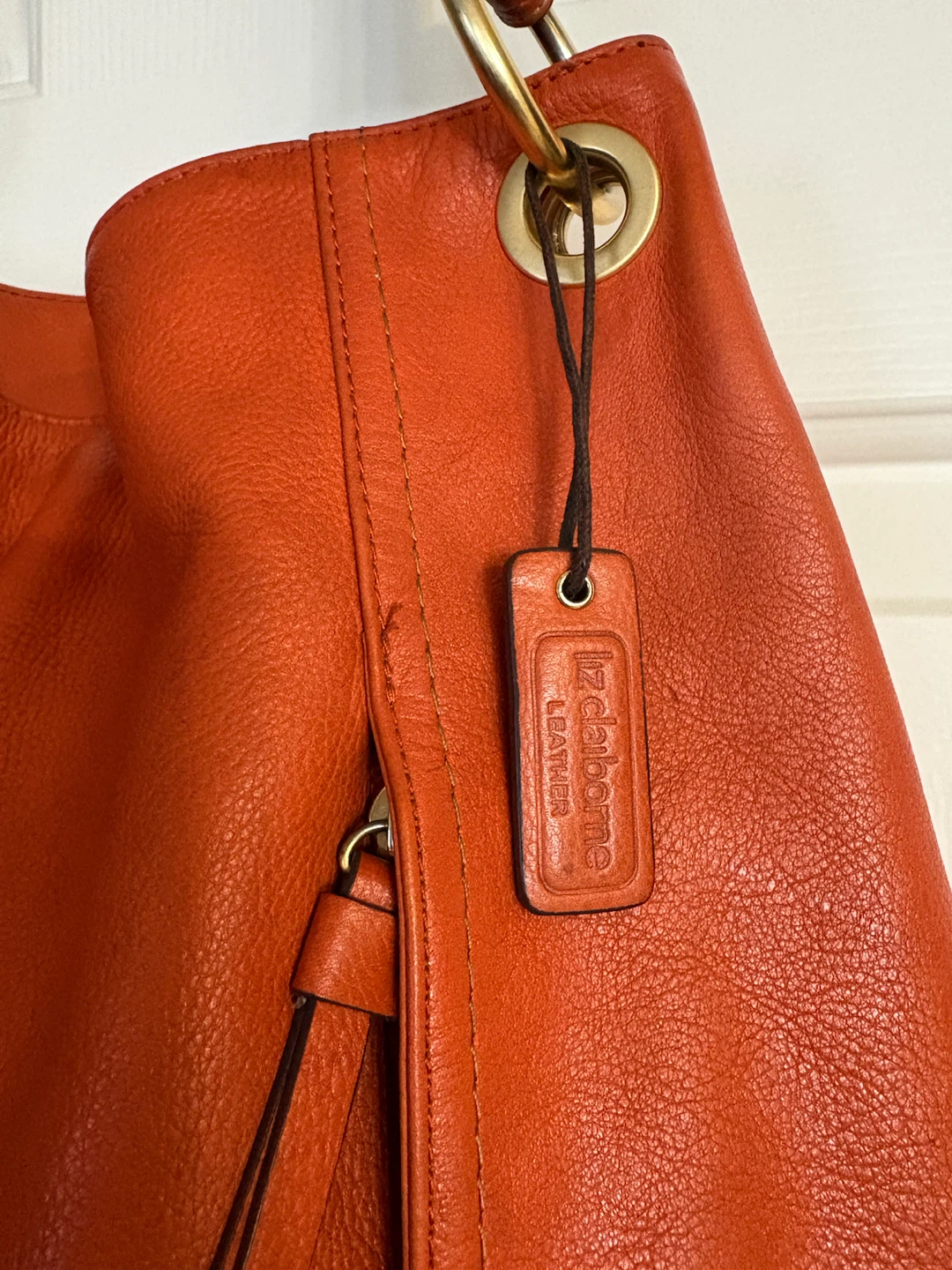 Liz Claiborne Orange Leather Hobo Handbag - photo 2