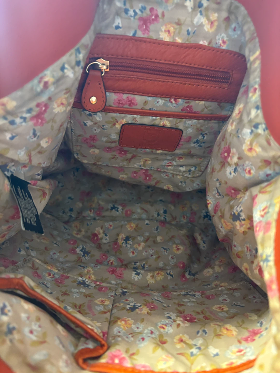 Liz Claiborne Orange Leather Hobo Handbag - photo 3