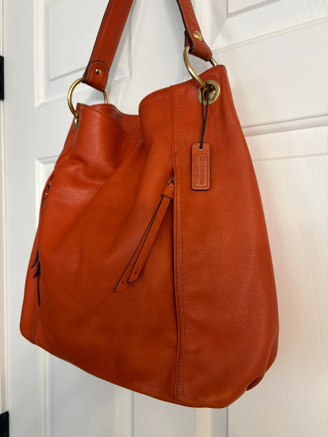 Liz Claiborne Orange Leather Hobo Handbag - photo 5