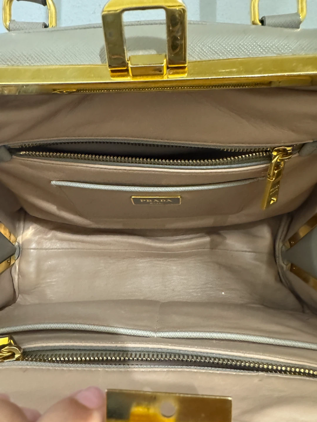 Prada Grey Leather Top Handle Bag - photo 5