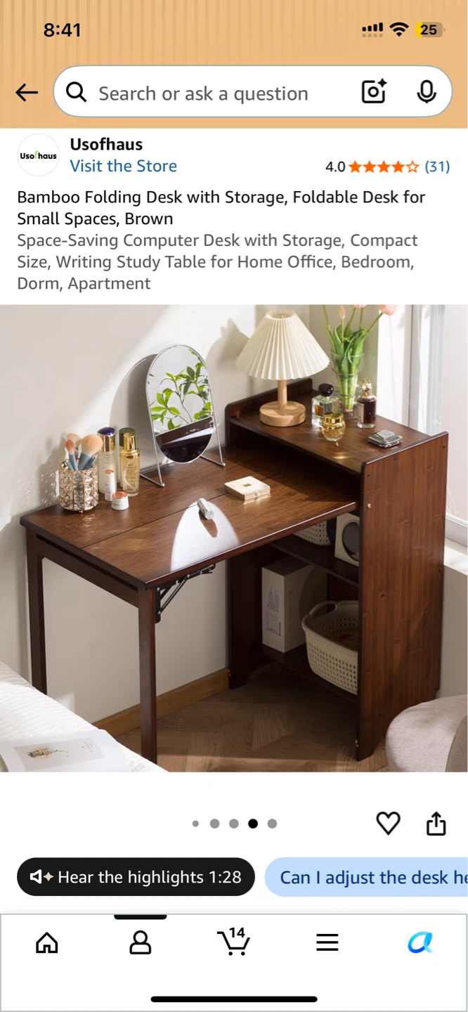 Folding desk with shelf - photo 2