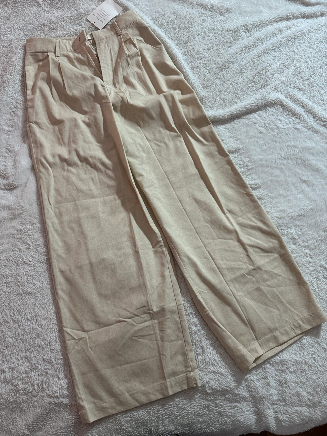 Beige Wide Leg Pants