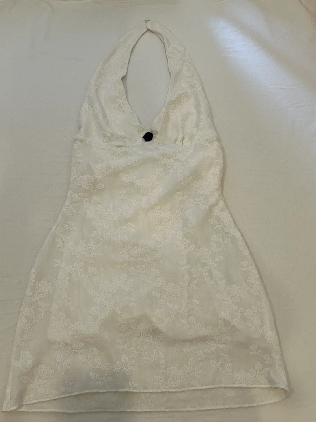 White Lace Halter Mini Dress