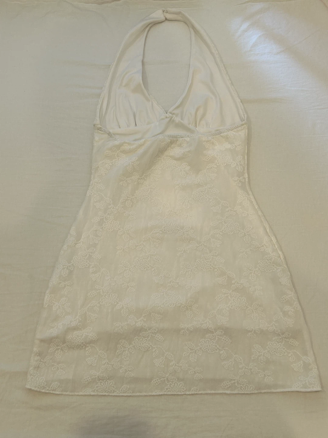 White Lace Halter Mini Dress - photo 2