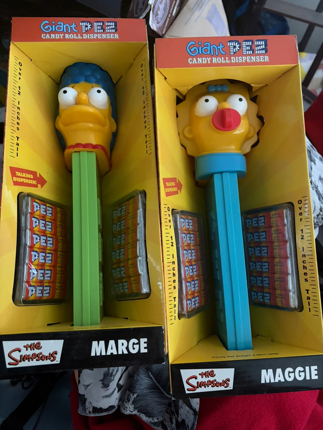 Giant Pez Marge and Maggie Simpson
