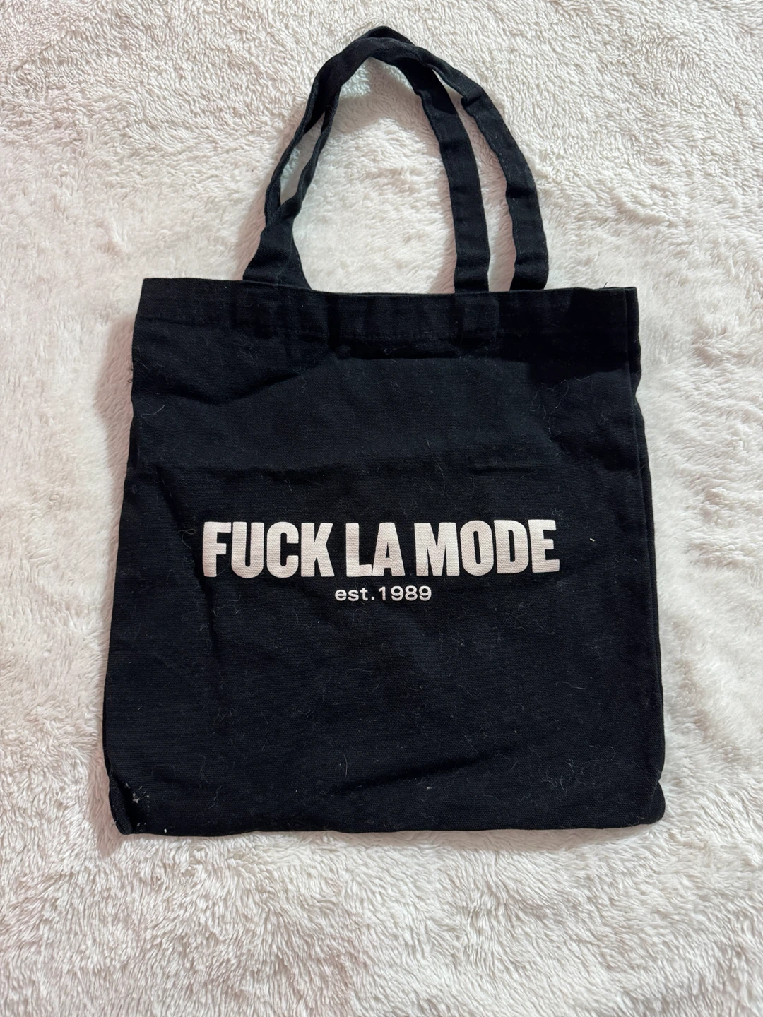 Black Tote Bag with "FUCK LA MODE est. 1989" - photo 2
