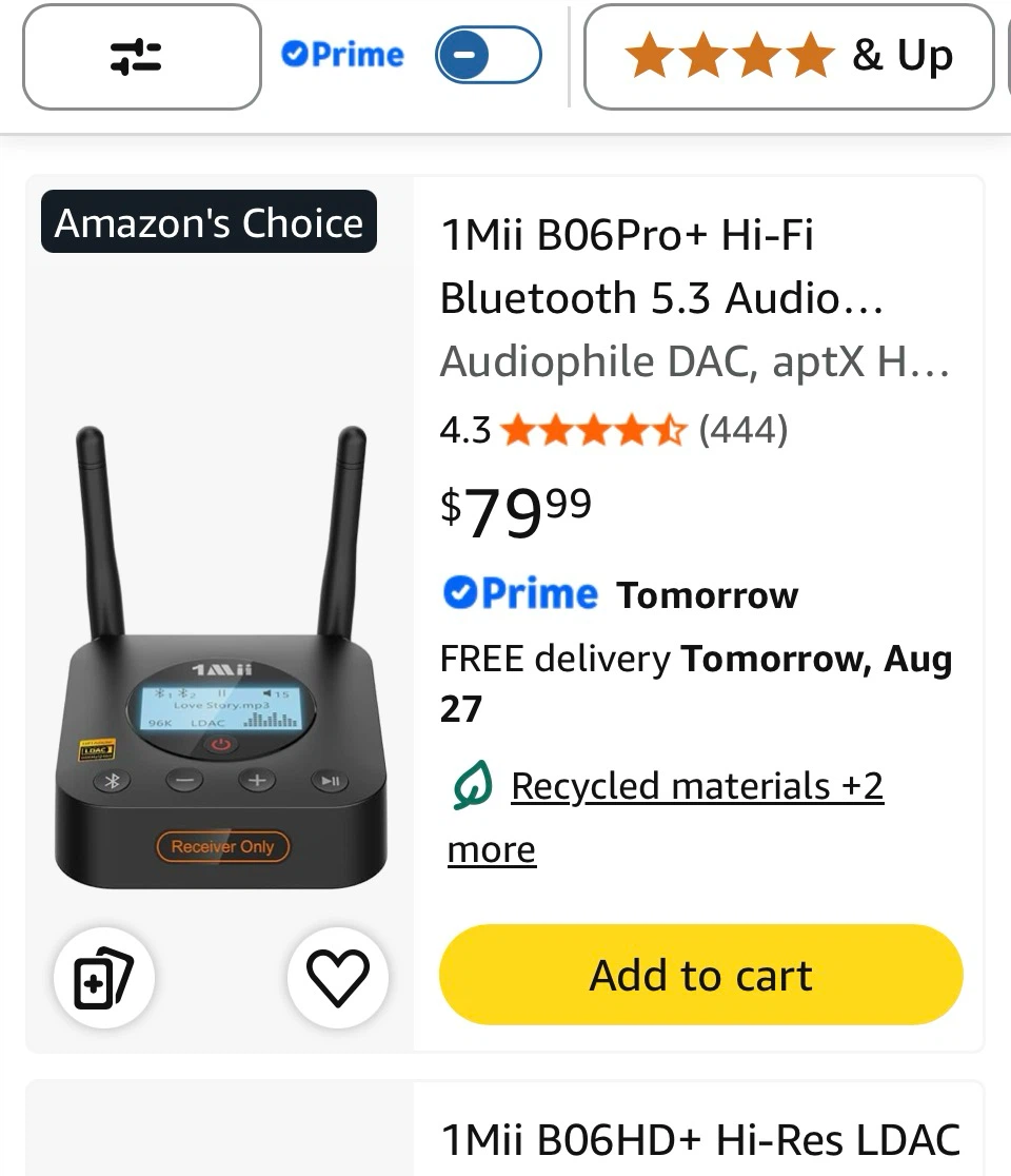 1Mii B06Pro+ Hi-Fi Bluetooth 5.3 Audio Receiver