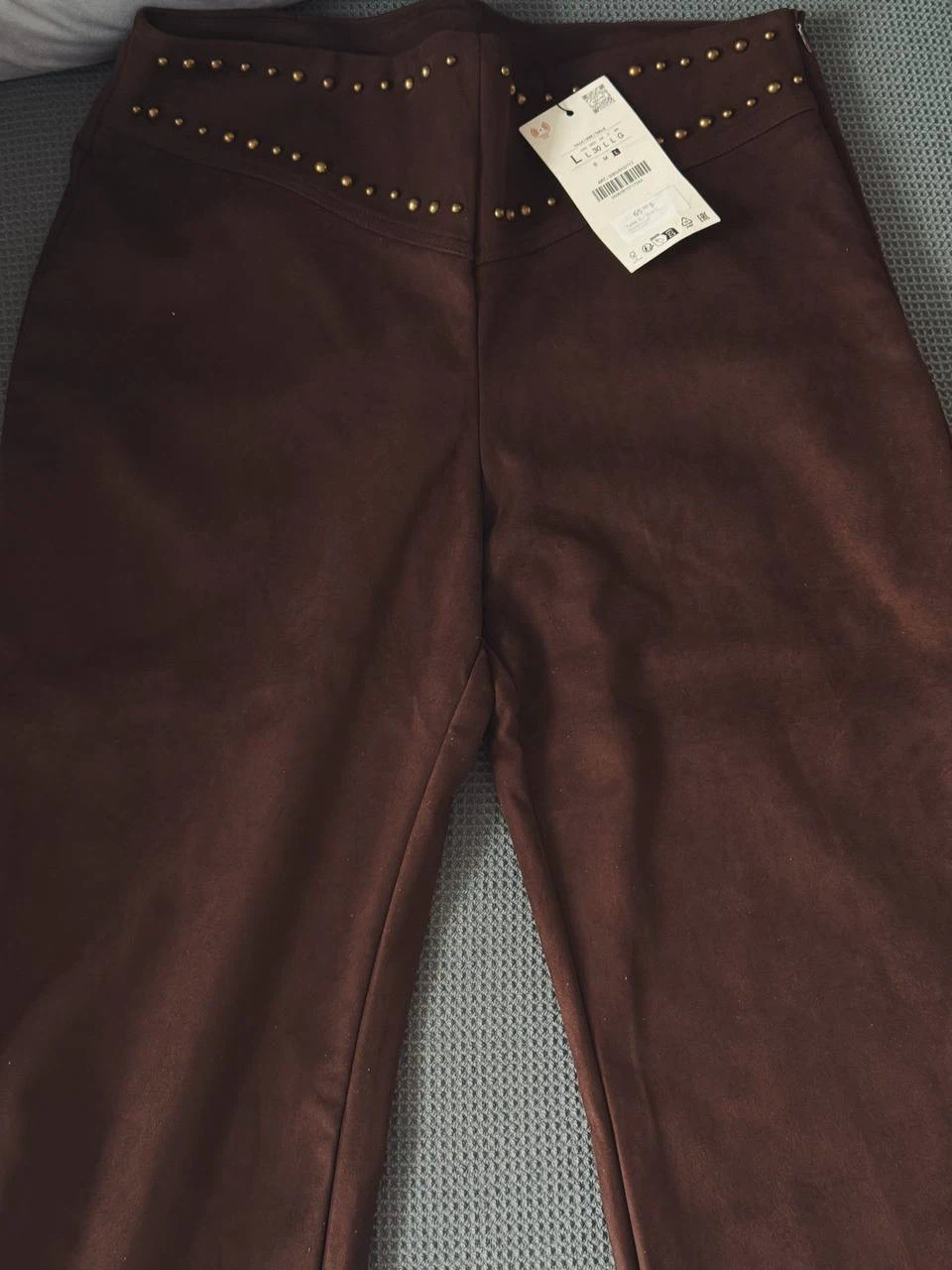 Dark brown studded flared pants Zara, size L - photo 3