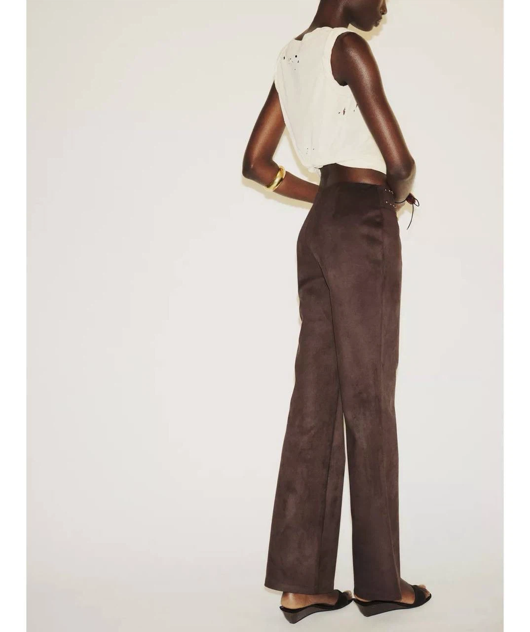 Dark brown studded flared pants Zara, size L - photo 4