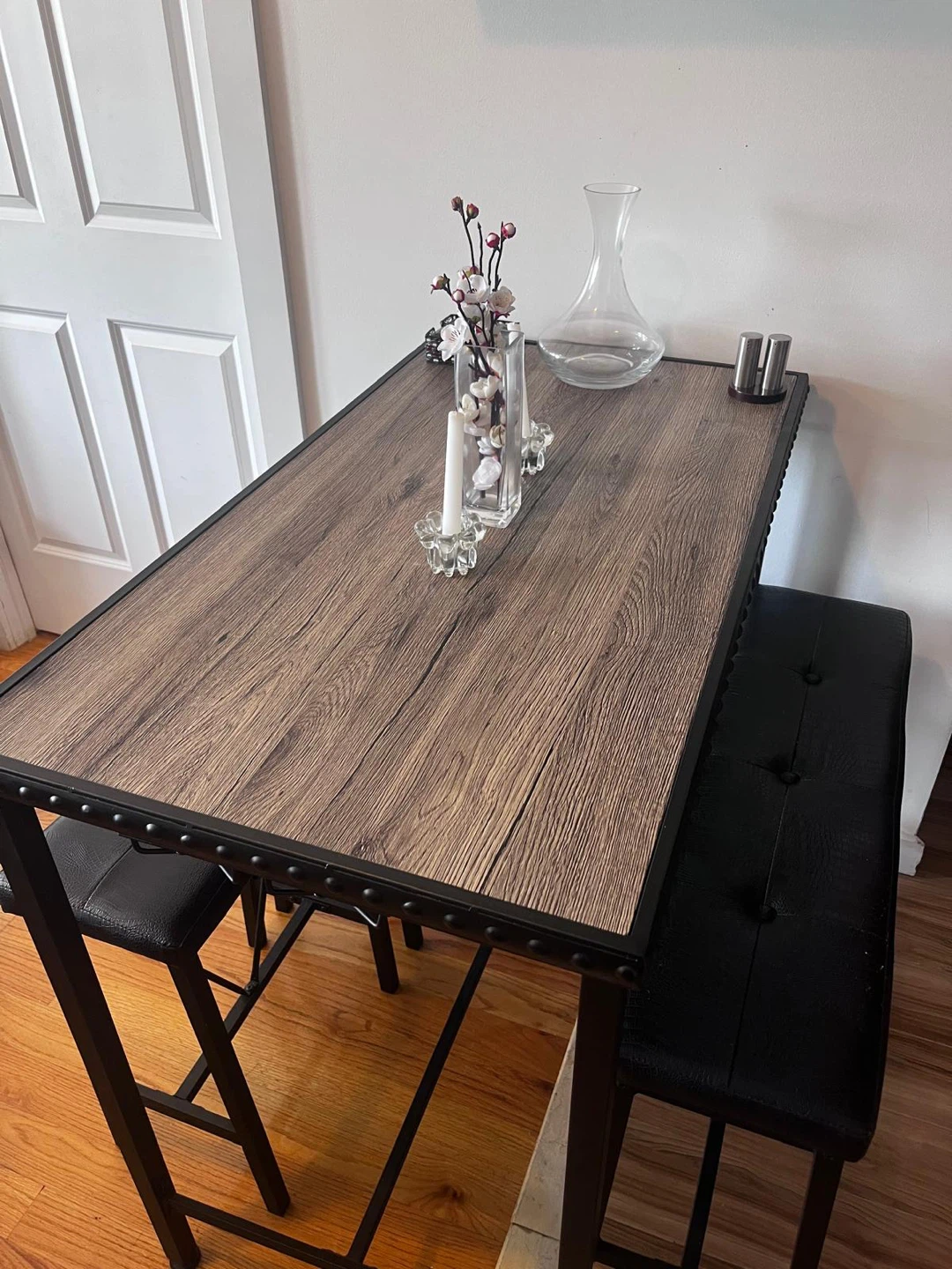Industrial Style Bar Table Set with 2 Benches - photo 3
