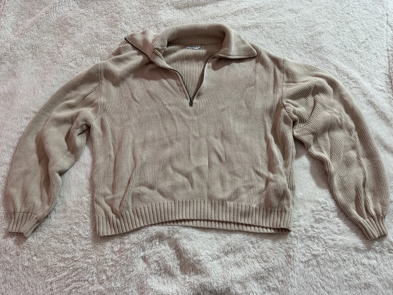 Beige 1/4 Zip Sweater