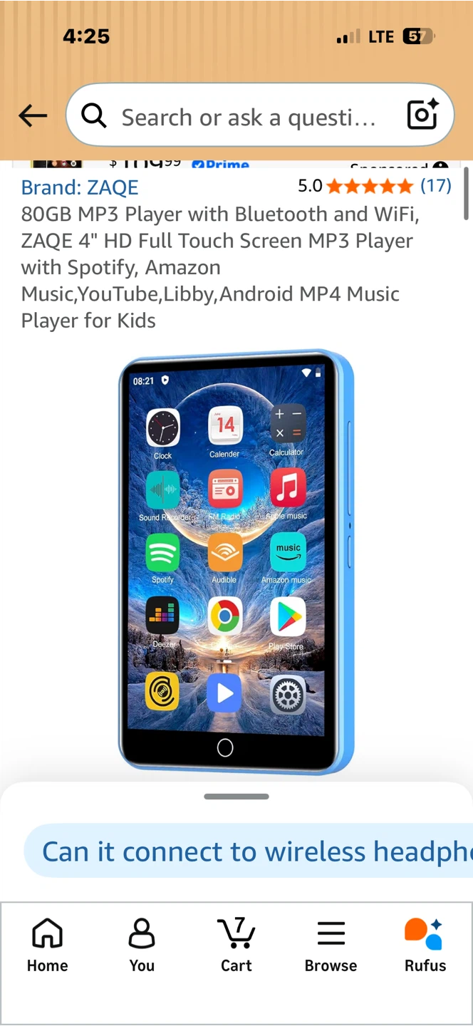 ZAQE 80GB MP3 Player with Bluetooth, WiFi, Android - photo 2