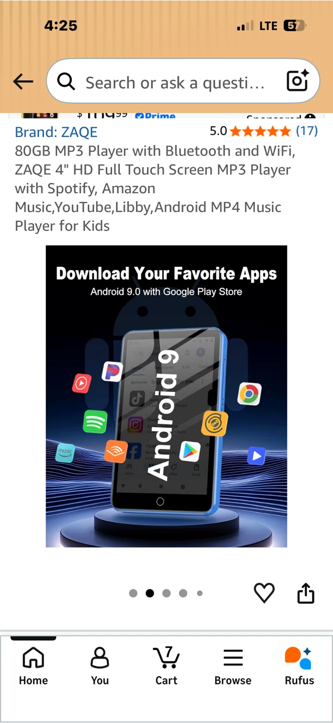 ZAQE 80GB MP3 Player with Bluetooth, WiFi, Android - photo 3