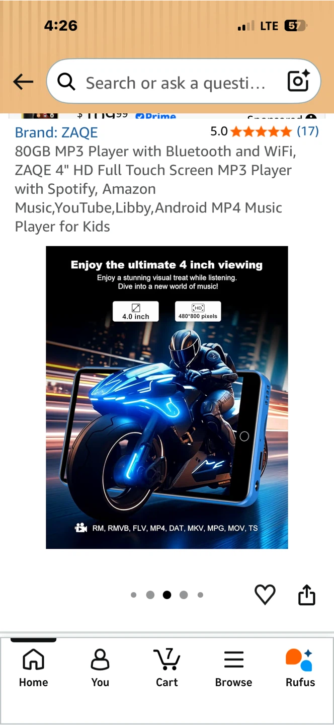 ZAQE 80GB MP3 Player with Bluetooth, WiFi, Android - photo 5