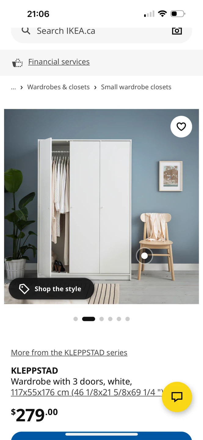 IKEA KLEPPSTAD Wardrobe with 3 doors, white - photo 3