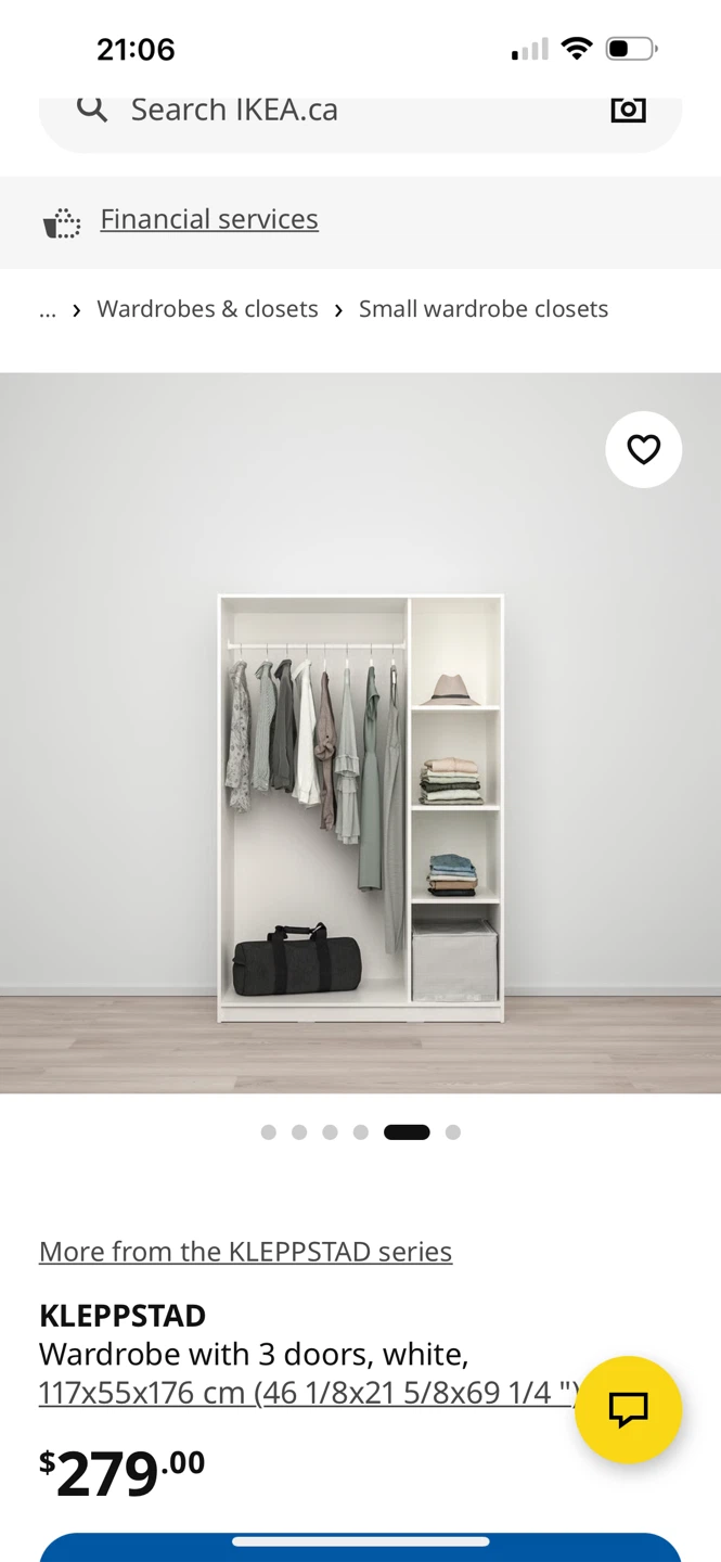 IKEA KLEPPSTAD Wardrobe with 3 doors, white - photo 4