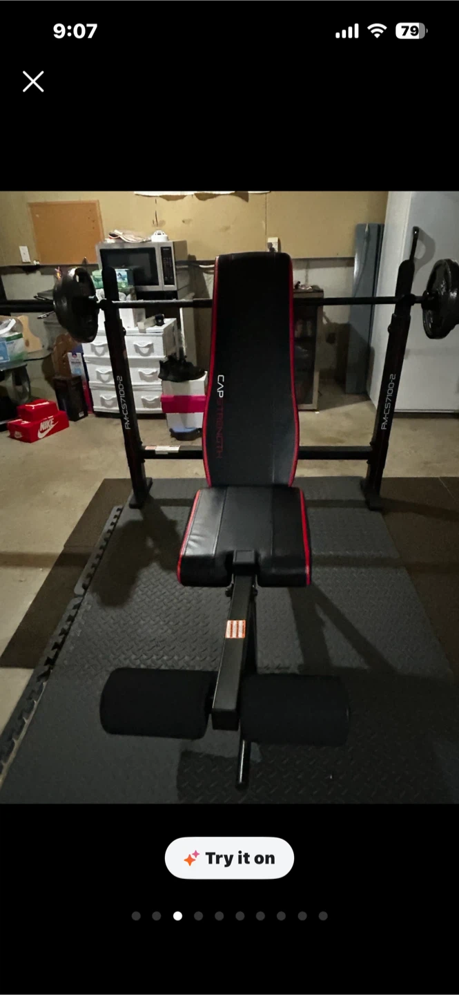 CAP Strength Weight Bench 100lb Barbell Bar + Weights - photo 5