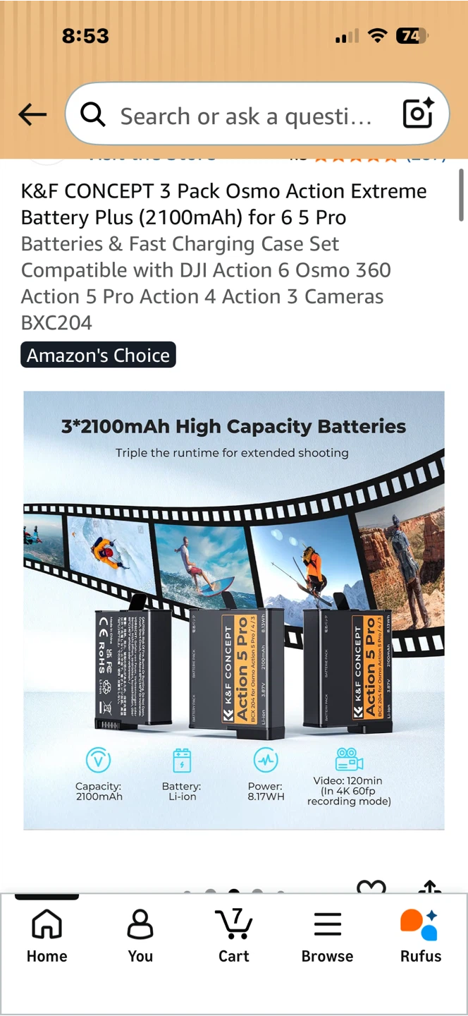 K&F CONCEPT 3 Pack Osmo Action Batteries & Charger - photo 4