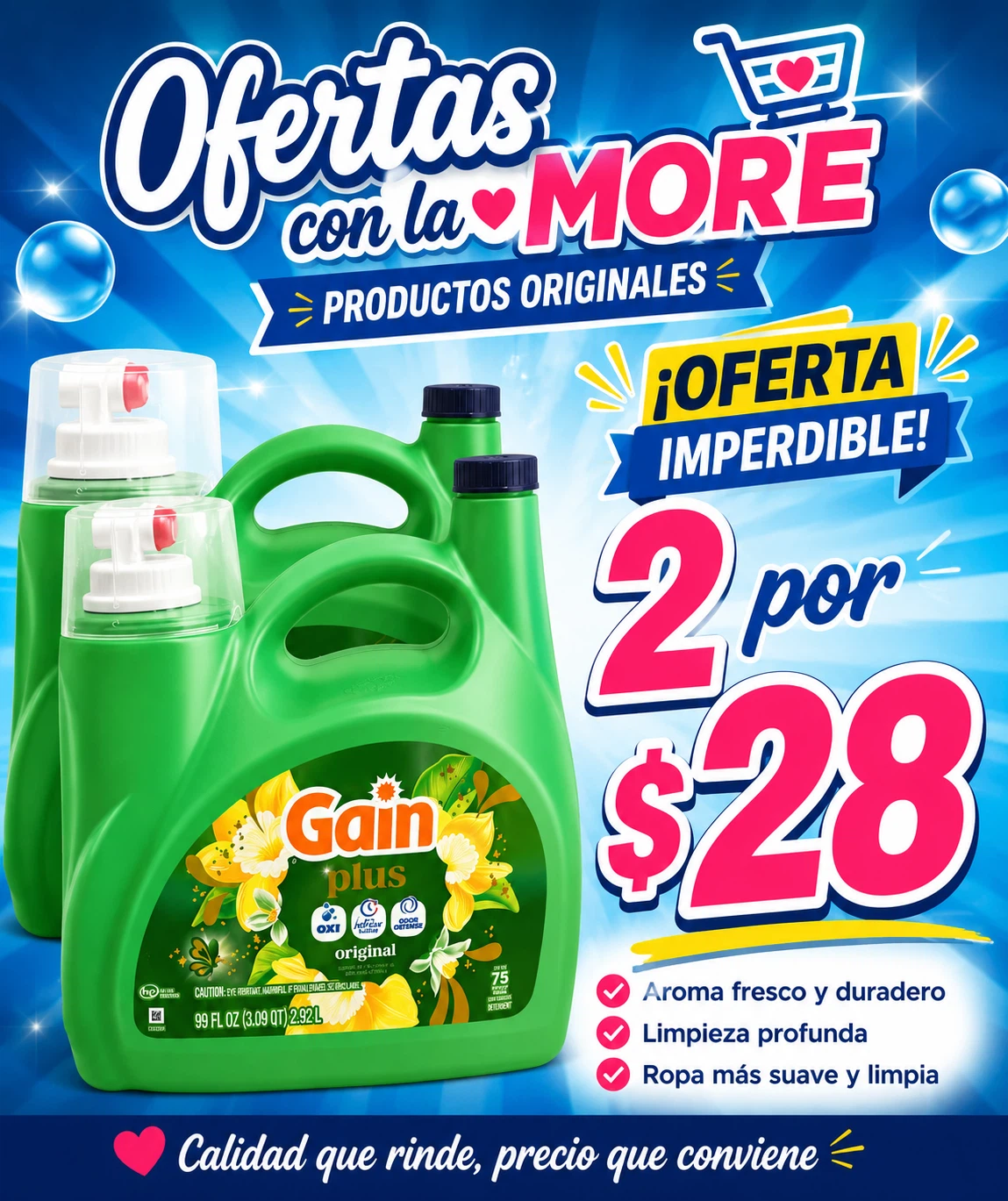 Gain Plus Original Liquid Laundry Detergent 99 oz