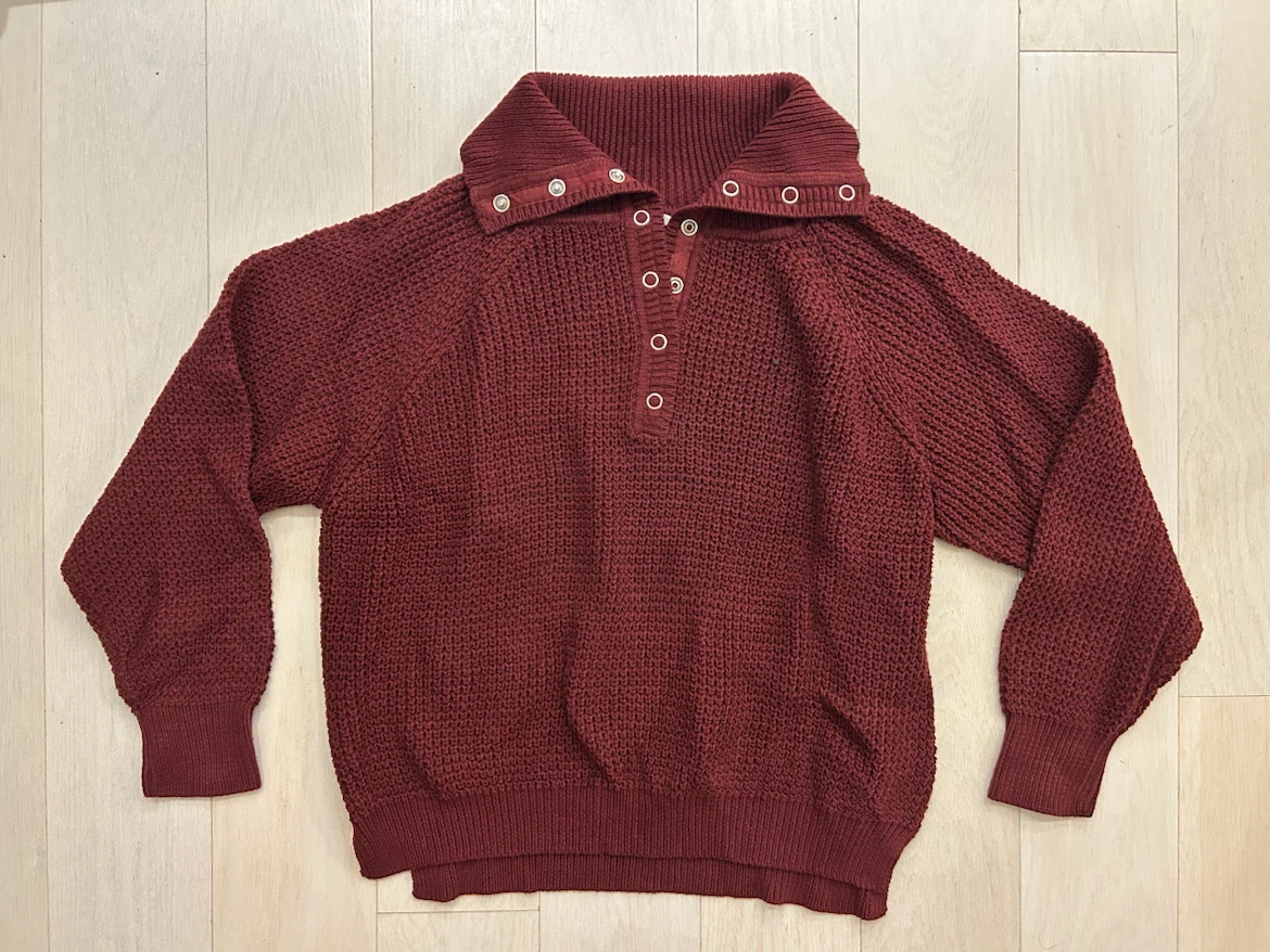 Collared Knit Sweater - Burgundy