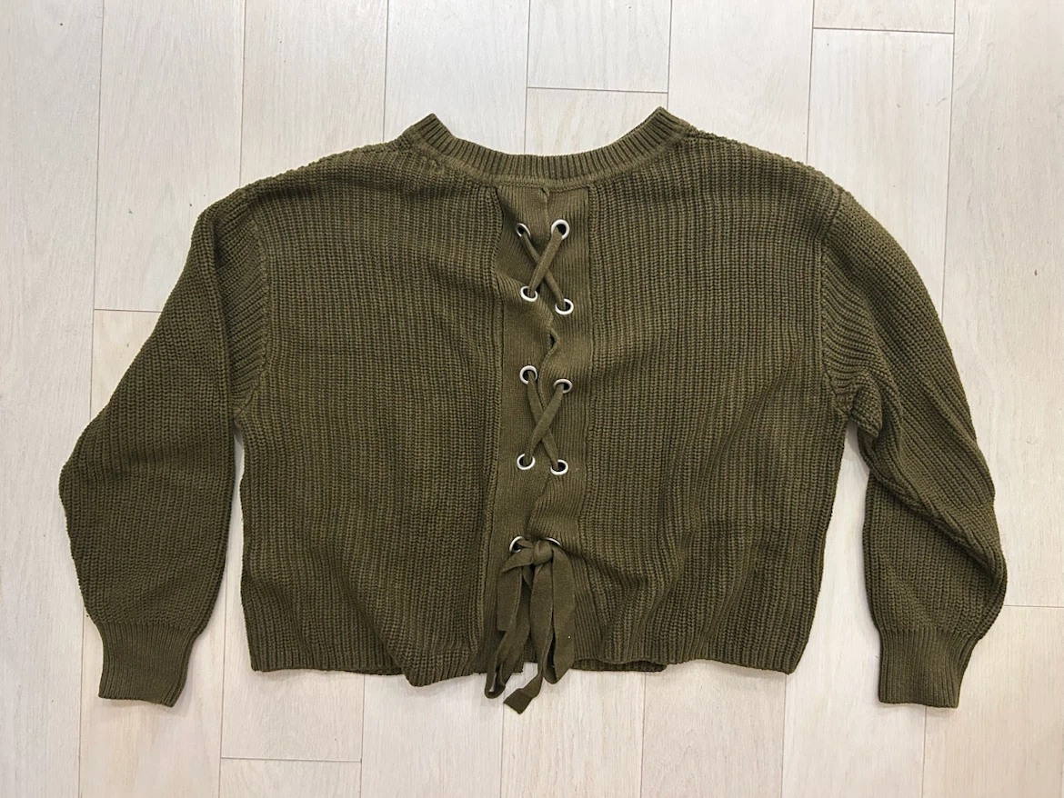 Knit Sweater with Lace-Up Back - photo 2