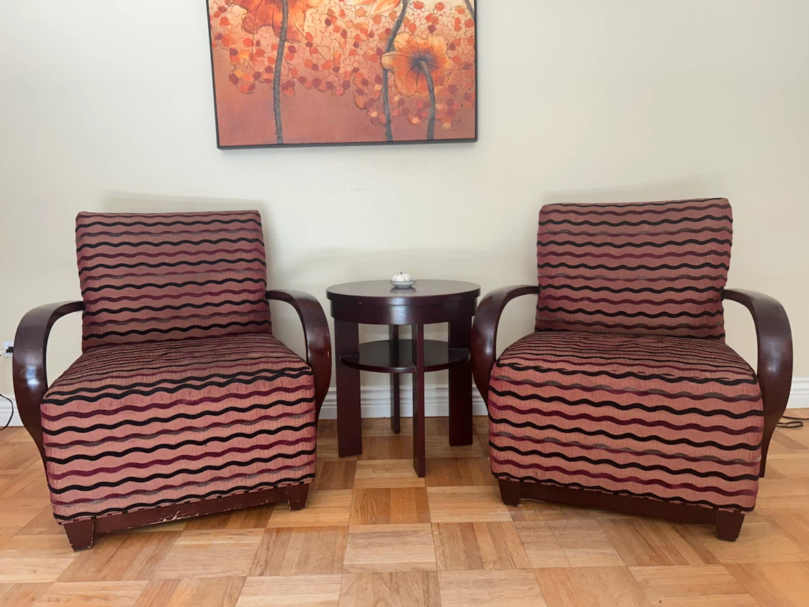 Art Deco-style club chairs