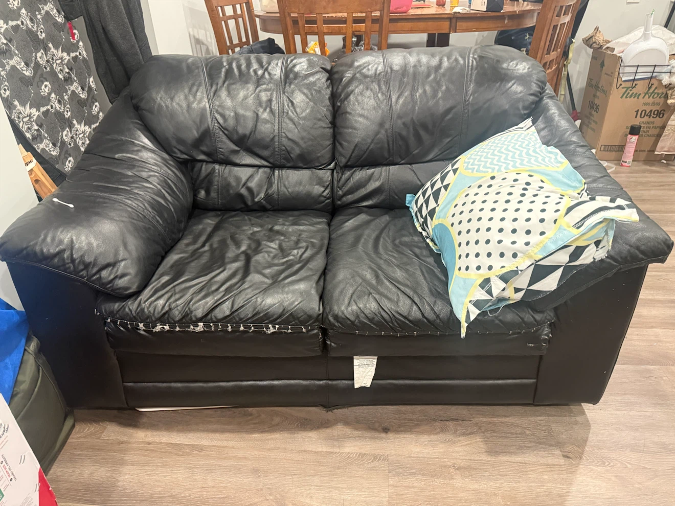 Black Faux Leather Sofa