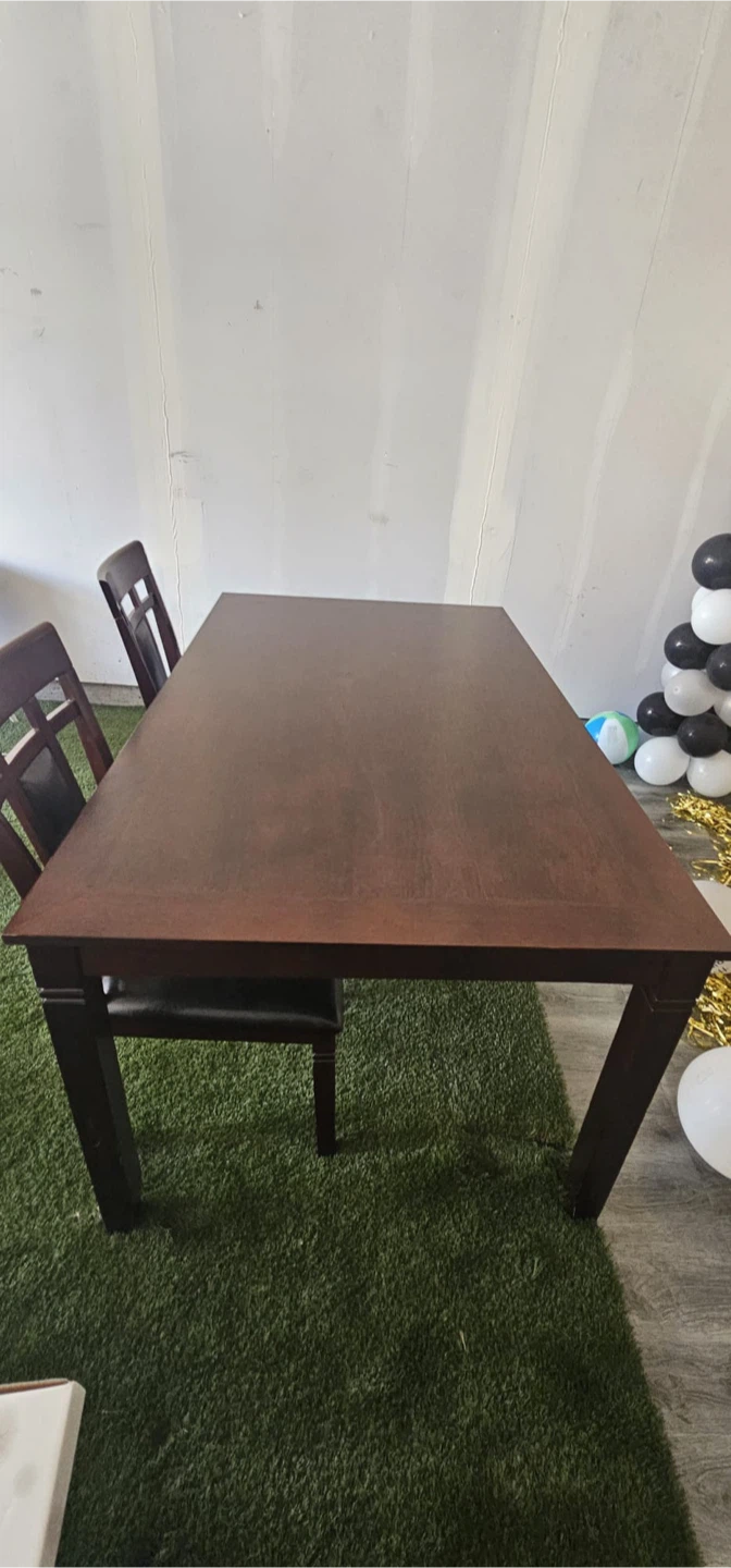 Wooden Dining Chairs with Faux Leather Seat - Set of 4