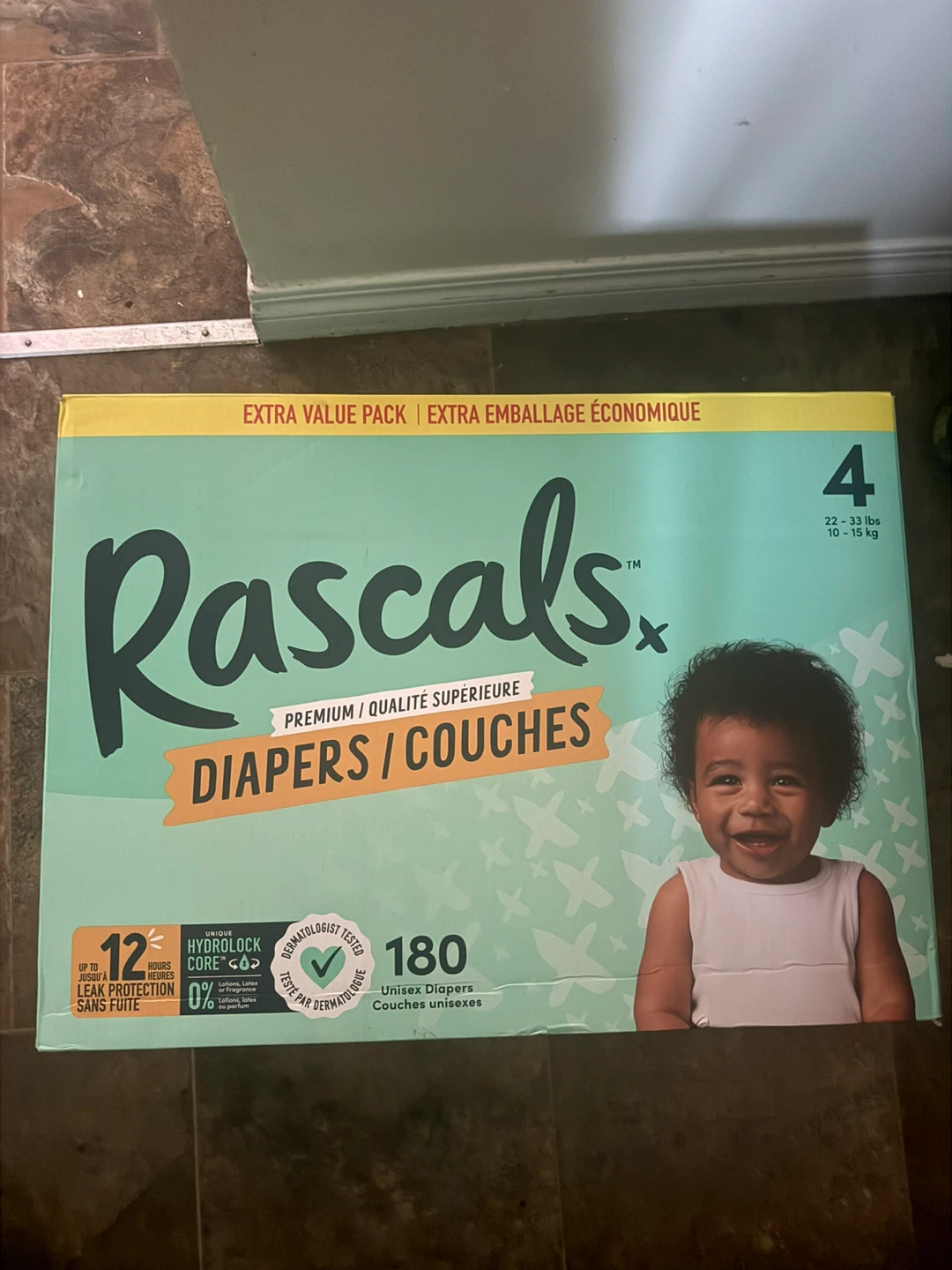 Rascals Size 4 Unisex Diapers - 180 Count