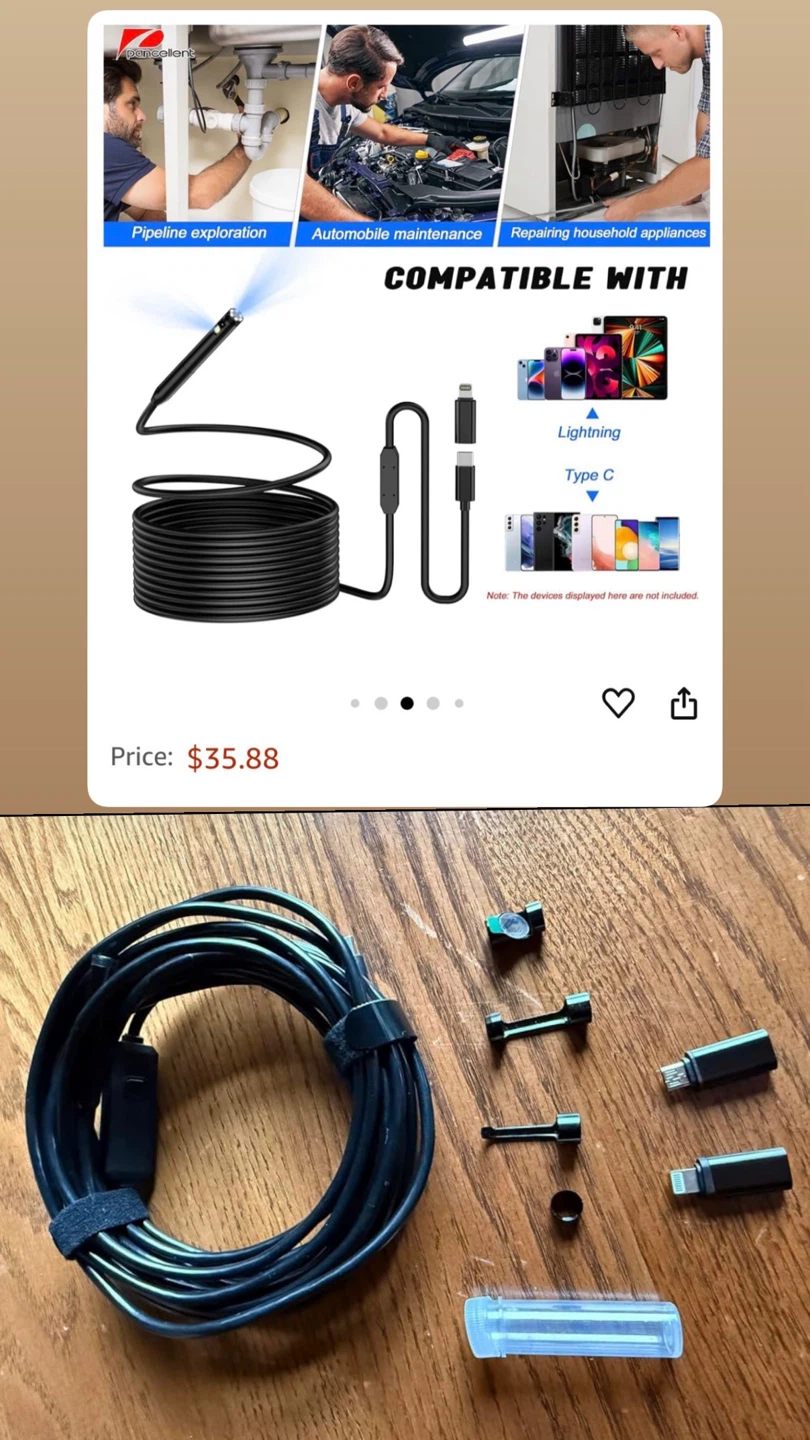 Endoscope Camera with Light - 16.5 FT