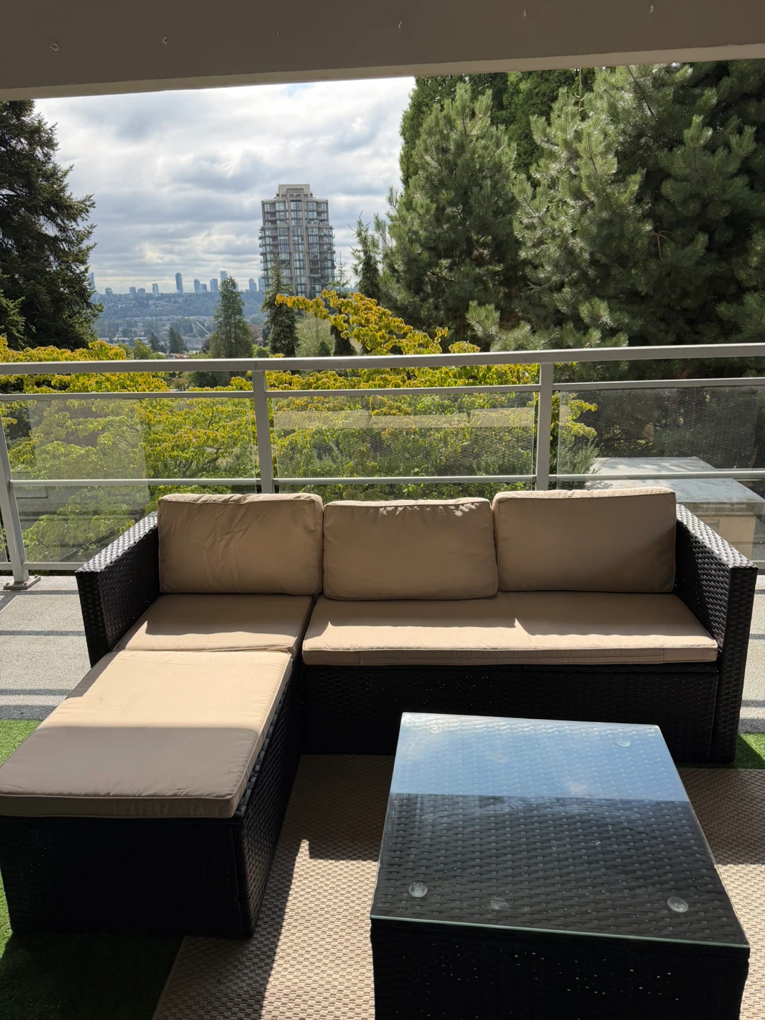 Rattan Sectional Patio Sofa with Coffee Table