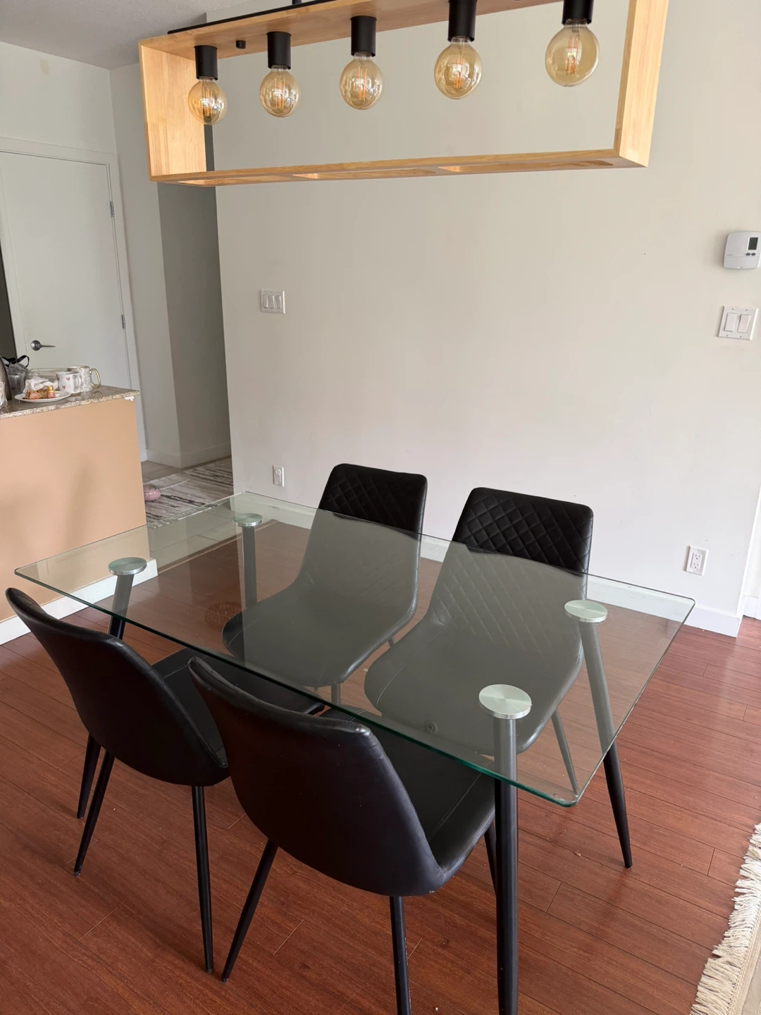 Glass Dining Table with 4 Black Chairs - photo 3