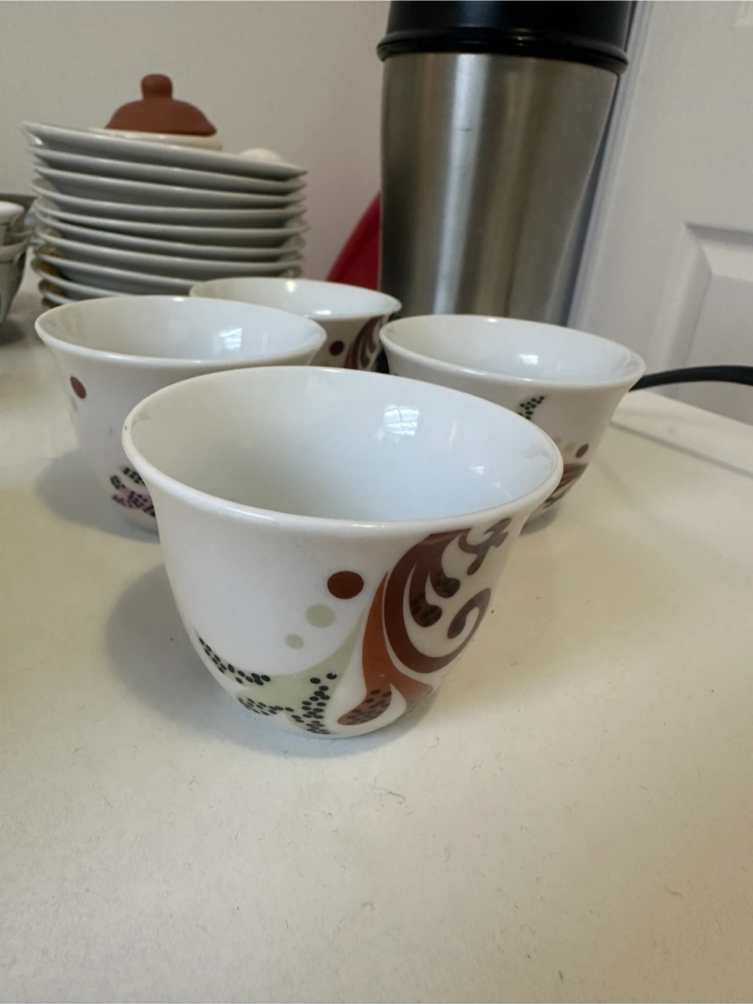 Set of 4 Decorative Coffee Cups