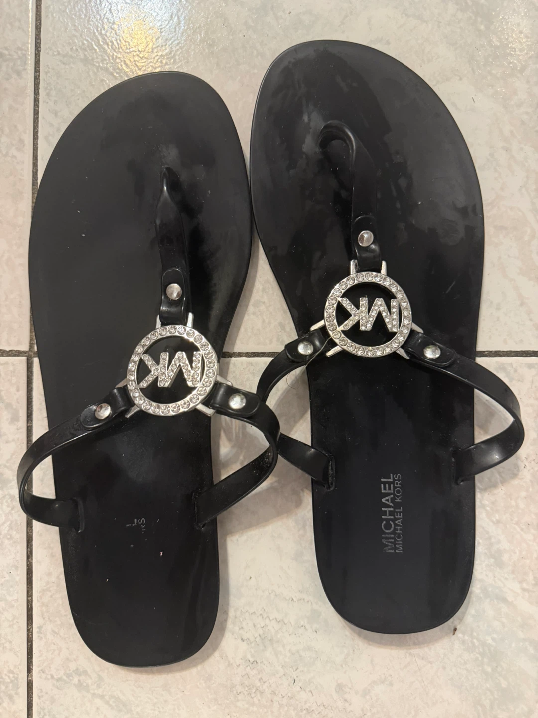 Michael Kors Black Jelly Flip Flops