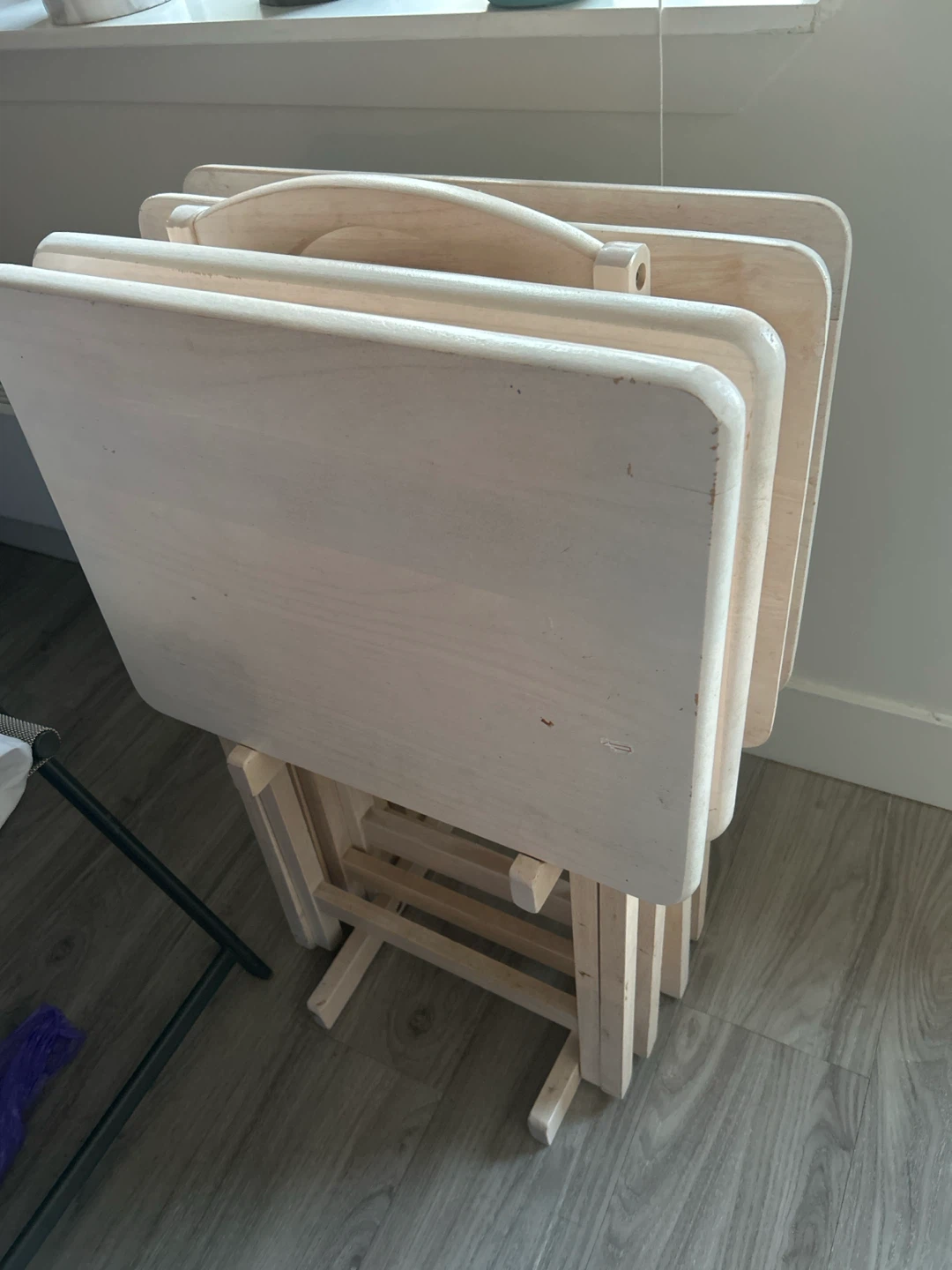 Set of 4 Wooden TV Trays