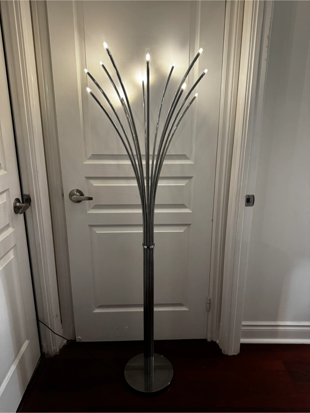 Modern Silver Arc Floor Lamp with LED Lights