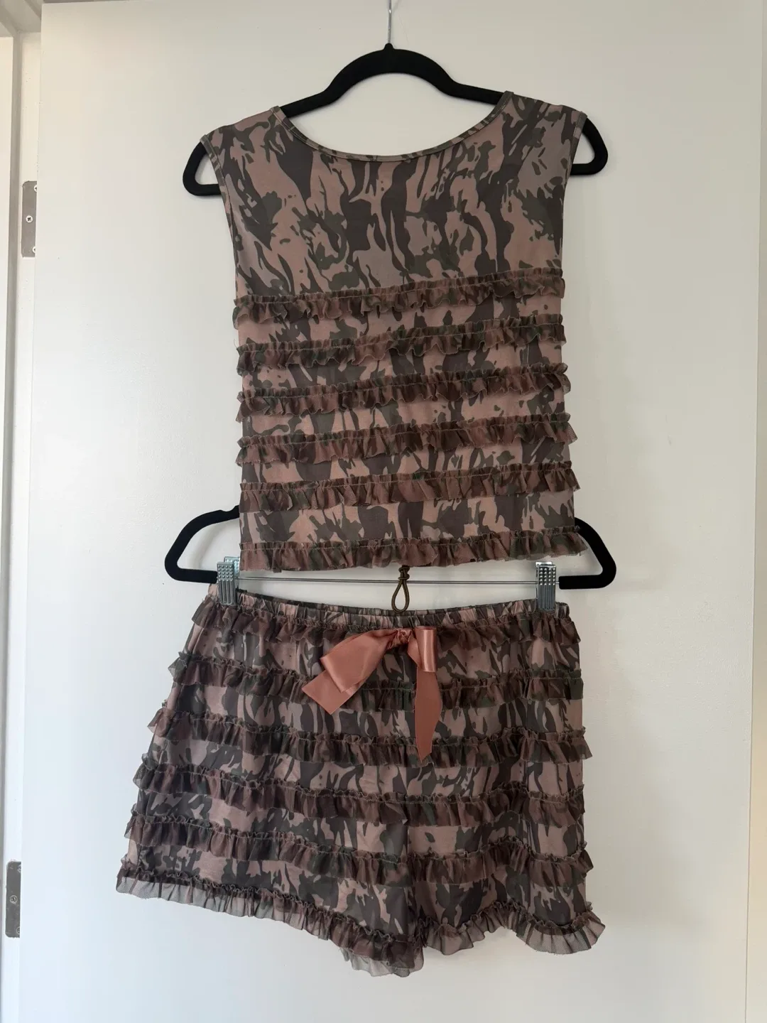 Camo Ruffle Tank Top & Shorts Set