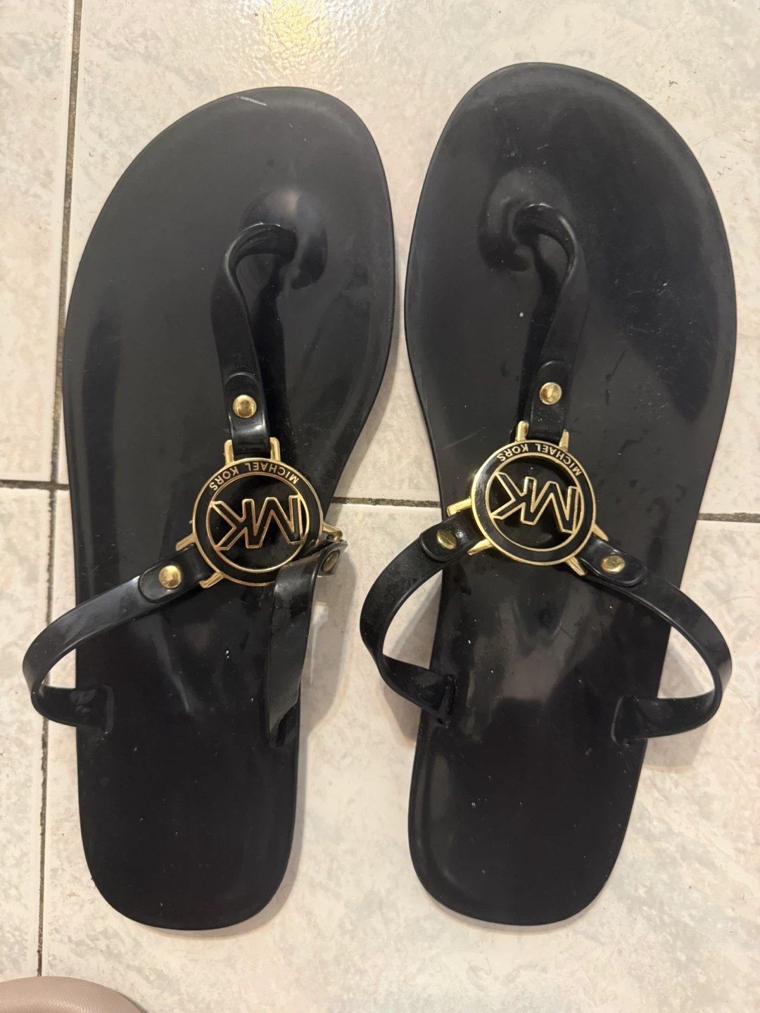 Michael Kors Black Jelly Flip Flops