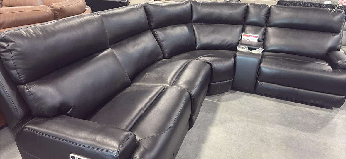 Black Leather Reclining Sectional Sofa