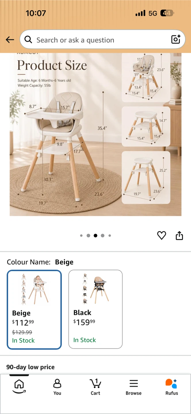 Komcot 6-in-1 Convertible High Chair - Beige - photo 2