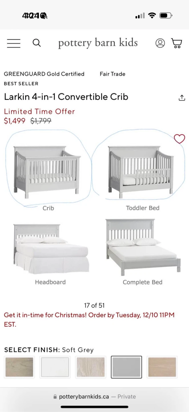 Pottery Barn Kids Convertible Crib