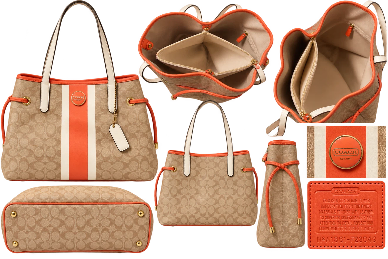 Coach Signature Striped Tote Bag