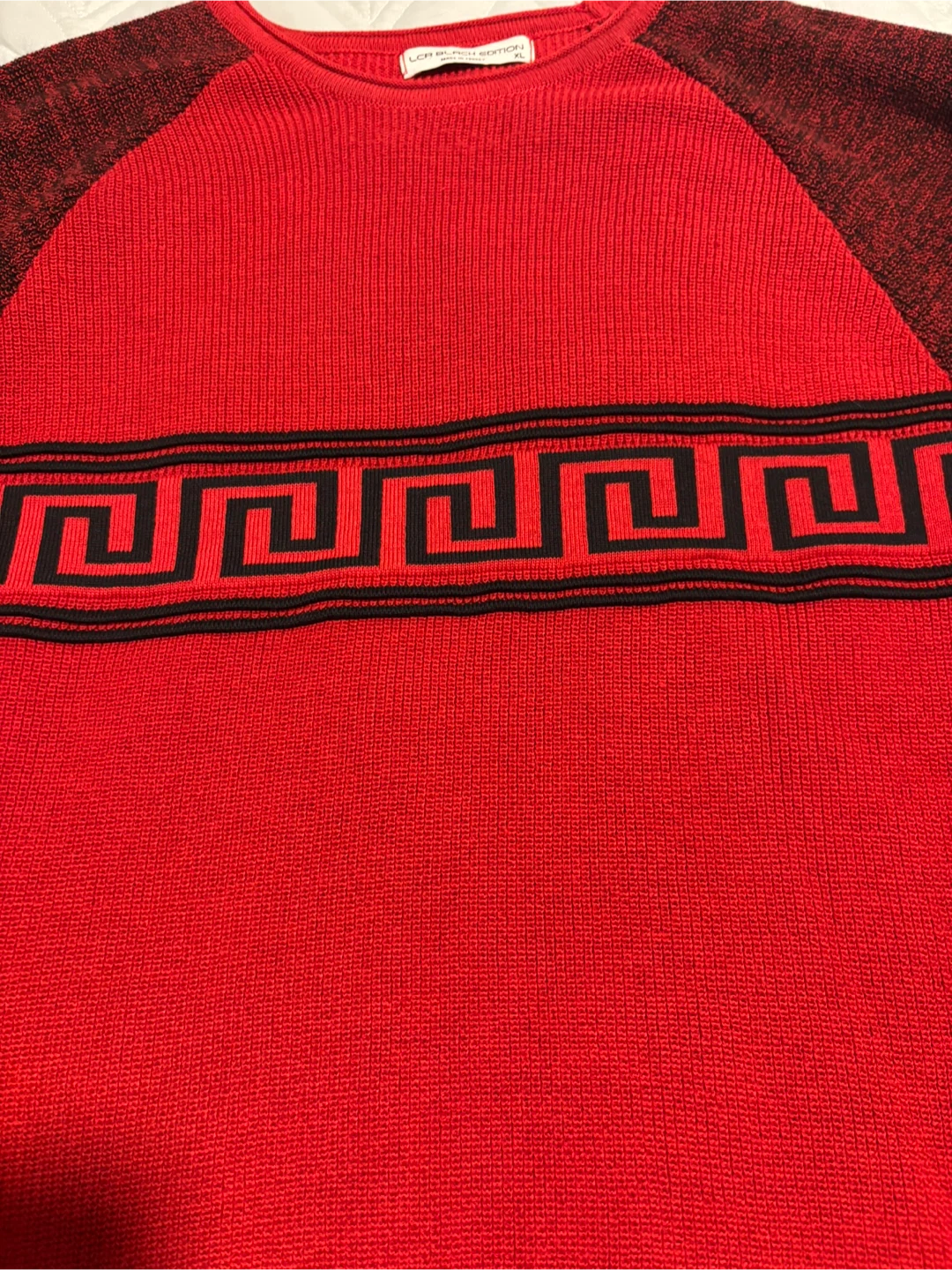 LCR Black Edition Red Sweater XL Greek Key Design - photo 3