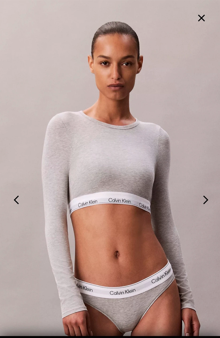 Calvin Klein Grey Long Sleeve Crop Top