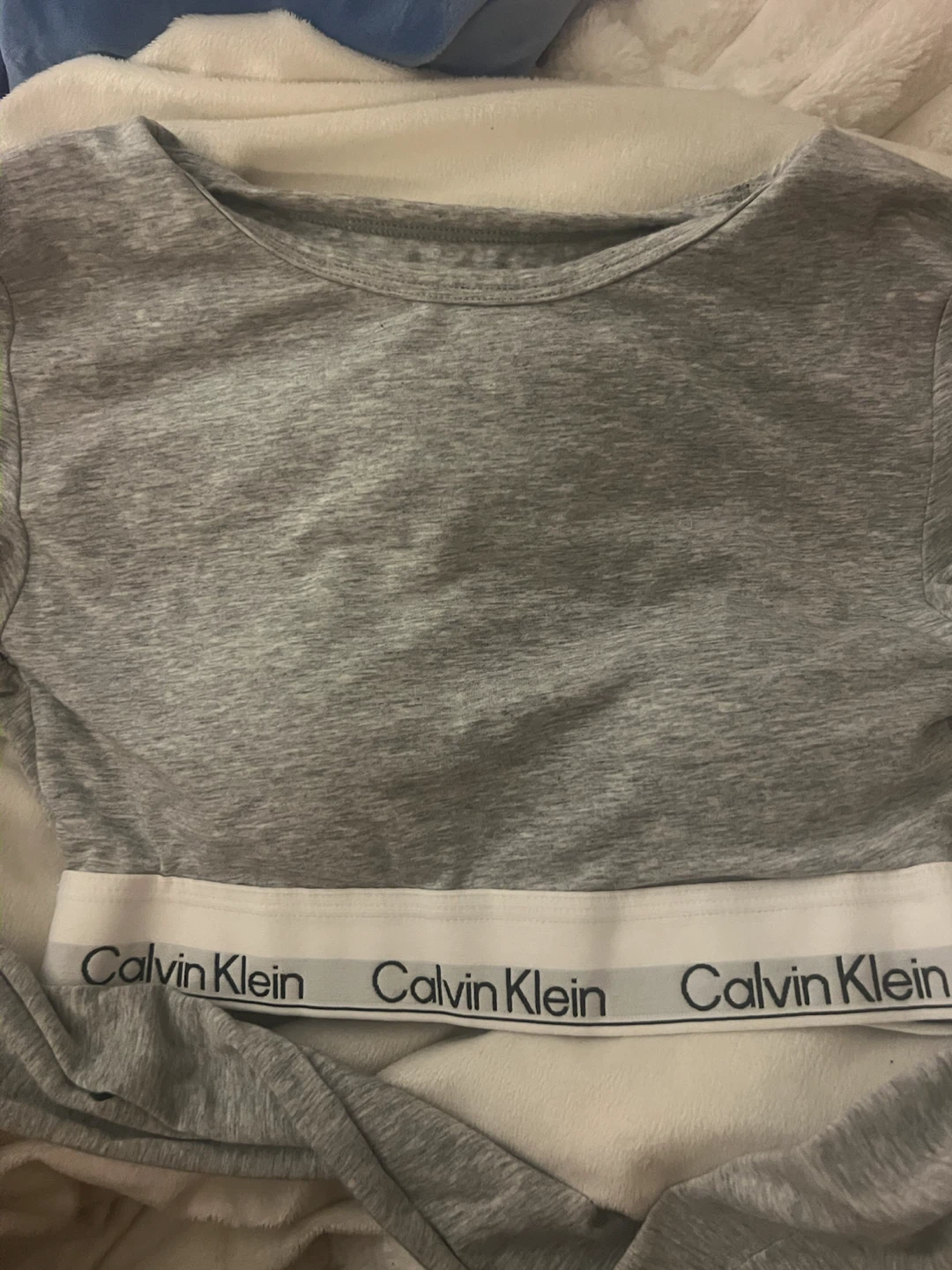 Calvin Klein Grey Long Sleeve Crop Top - photo 2