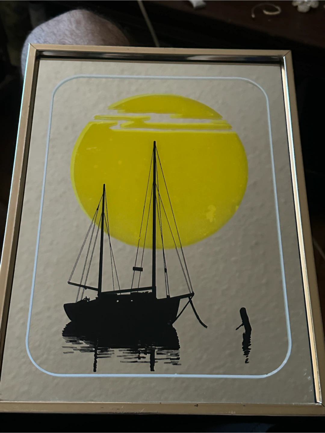 Vintage 1970s Brytone Sailboat Graphic Mirror - photo 2