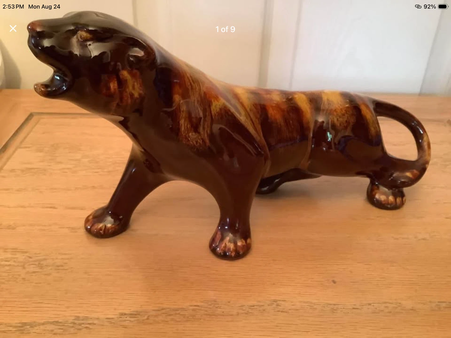 Vt Glazed Ceramic/Pottery Tiger Figurine 🐞