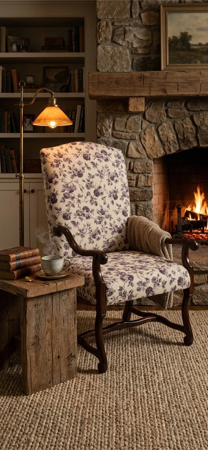 Floral Wingback Armchair