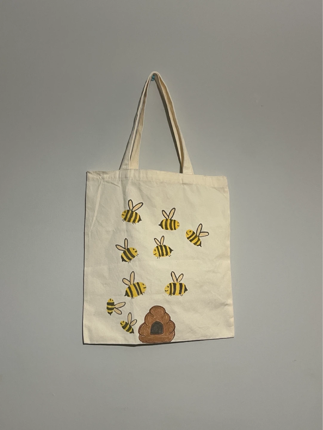 Canvas Tote Bag with Bee Design